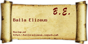 Balla Elizeus névjegykártya